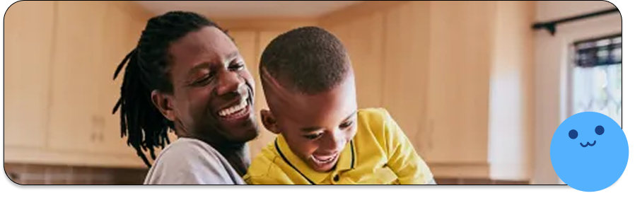 Parent and child smiling together
